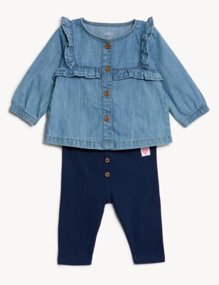 

Girls M&S Collection 2pc Pure Cotton Outfit (0-3 Yrs) - Denim Mix, Denim Mix