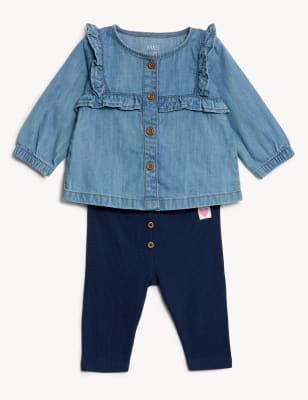 

M&S Collection 2-teiliges Outfit aus reiner Baumwolle (0-3 Jahre) - Denim Mix, Denim Mix