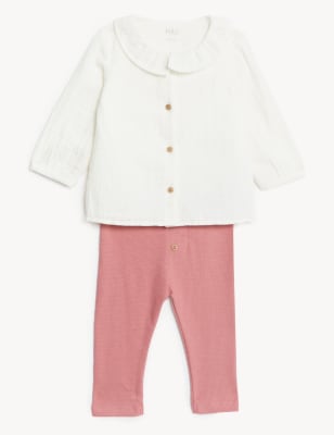 

M&S Collection 2-teiliges Outfit aus reiner Baumwolle (0-3 Jahre) - Pink Mix, Pink Mix