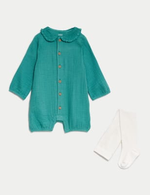 2pc Cotton Rich Romper Outfit (0-3 Yrs)