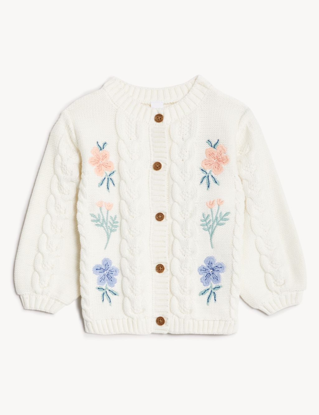 Pure Cotton Floral Knitted Cardigan (0-3 Yrs) image 1