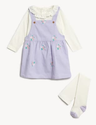 

M&S Collection 3-teiliges geblümtes Outfit mit hohem Baumwollanteil (0-3 J.) - Lilac, Lilac