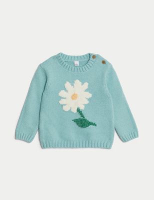 

Girls M&S Collection Cotton Rich Floral Jumper (0-3 Yrs) - Teal, Teal