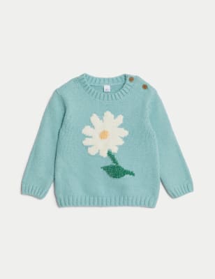 

Girls M&S Collection Cotton Rich Floral Jumper (0-3 Yrs) - Teal, Teal