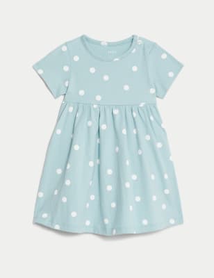 

Girls M&S Collection Pure Cotton Spot Dress (0-3 Yrs) - Teal Mix, Teal Mix