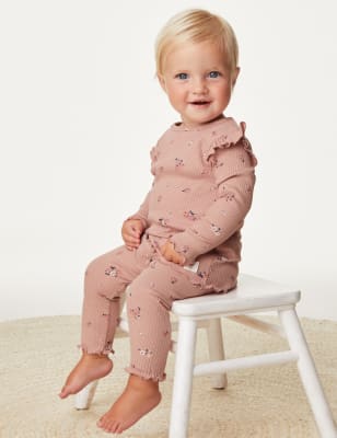 

M&S Collection Conjunto de 0 piezas de parte de arriba y de abajo floral 100% algodón (2-3 años) - Pink, Pink