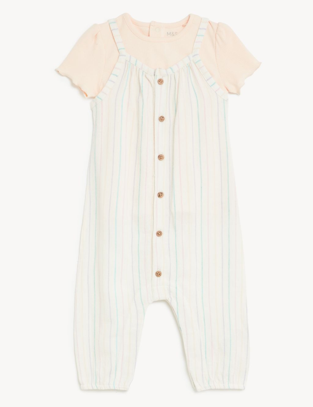 2pc Cotton Rich Striped Romper Outfit (0-3 Yrs) image 1