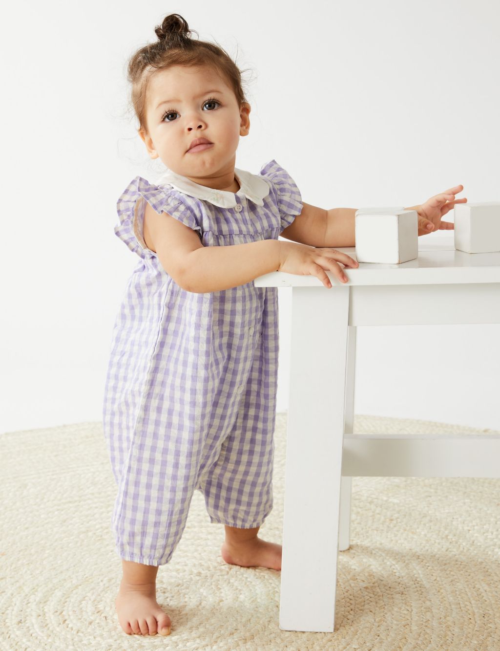 Pure Cotton Gingham Romper (0-3 Yrs) image 1