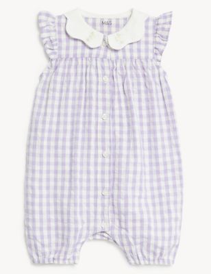 Pure Cotton Gingham Romper (0-3 Yrs)