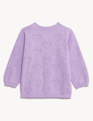 

M&S Collection Cárdigan 100% algodón con diseño de corazones (0-3 años) - Lilac, Lilac