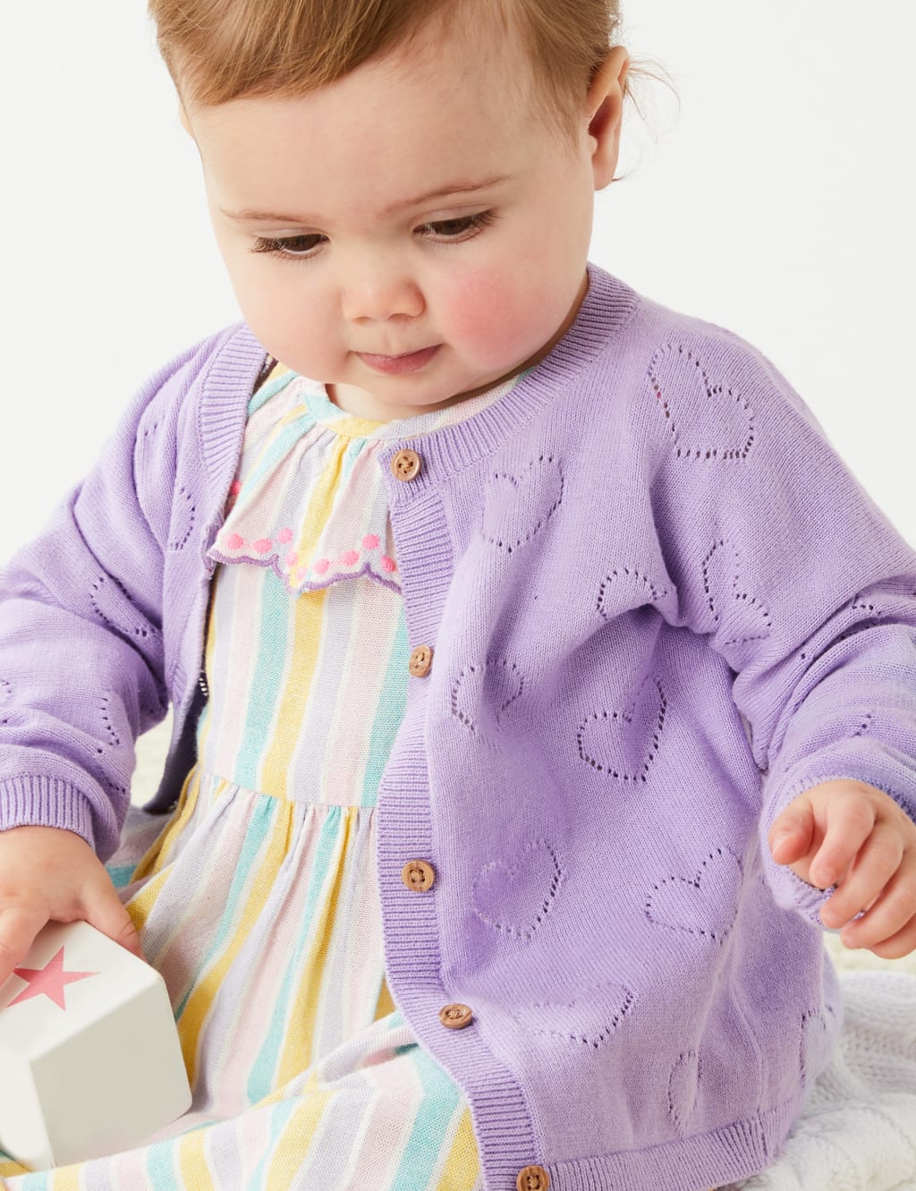 Pure Cotton Heart Cardigan (0-3 Yrs) image 5