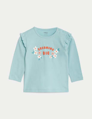 

Girls M&S Collection Pure Cotton Slogan Top (0-3 Yrs) - Light Teal, Light Teal
