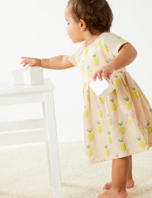 

Girls M&S Collection Pure Cotton Lemon Dress (0-3 Yrs) - Peach, Peach