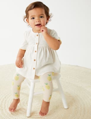 

Girls M&S Collection 2pc Cotton Rich Lemon Outfit (0-3 Yrs) - White Mix, White Mix