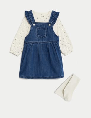 

Girls M&S Collection 3pc Cotton Rich Spot Outfit (0-3 Yrs) - Denim, Denim