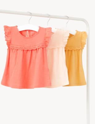 

Girls M&S Collection 3pk Pure Cotton Tops (0-3 Yrs) - Light Peach, Light Peach