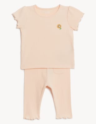 

Girls M&S Collection Cotton Rich Outfit (0-3 Yrs) - Peach Mix, Peach Mix