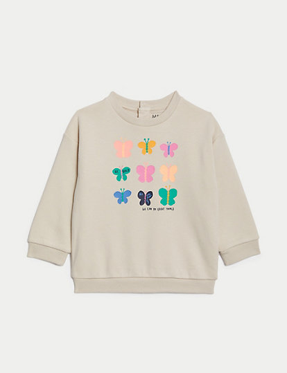Cotton Rich Butterfly Print Sweatshirt (0-3 Yrs)