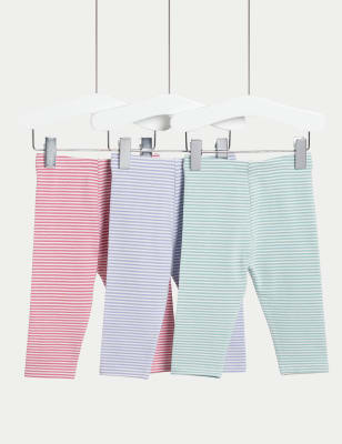 

Girls M&S Collection 3pk Cotton Rich Striped Leggings (0-3 Yrs) - Multi, Multi