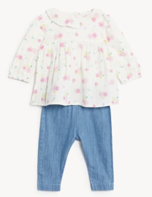 

Conjunto de 2 piezas floral 100% algodón (0-3 años) - Multi, Multi