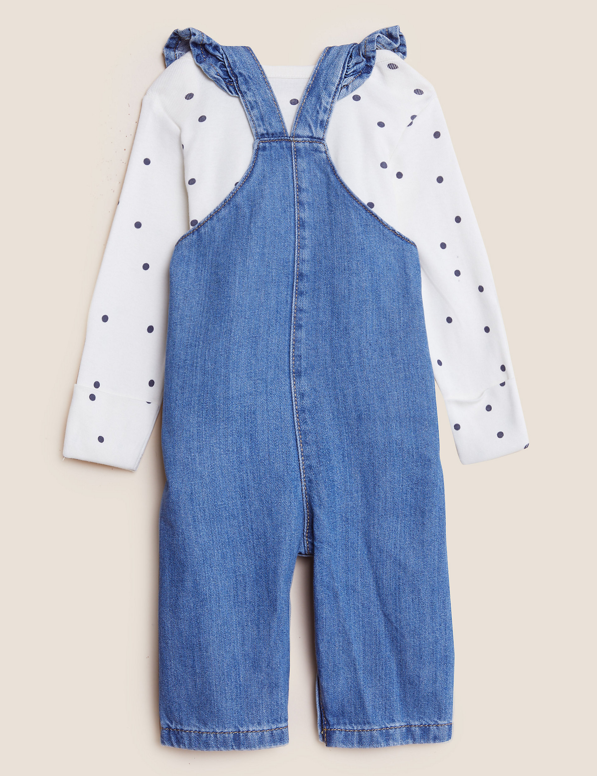 2pc Pure Cotton Denim Dungaree Outfit (0-3 Yrs)