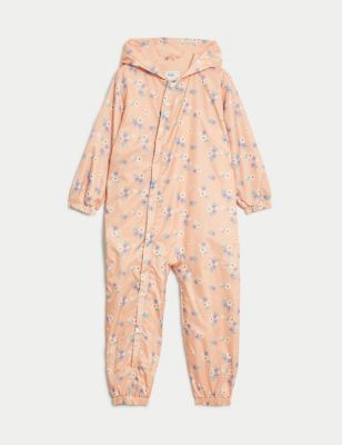 M&S Girl's Ditsy Floral Hooded Puddlesuit (3-5 Yrs) - 4-5Y - Pink Mix, Pink Mix