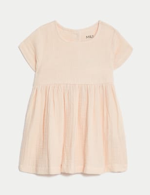 

M&S Collection Kleid aus reiner Baumwolle (0-3 J.) - Light Peach, Light Peach