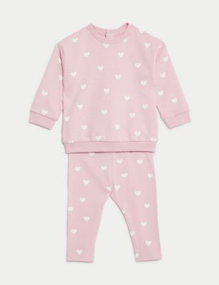 

Girls M&S Collection 2pc Cotton Rich Heart Print Outfit (0-3 Yrs) - Pink Mix, Pink Mix
