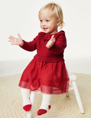 M&S 2pc Cotton Rich Cord Star Pinafore Outfit