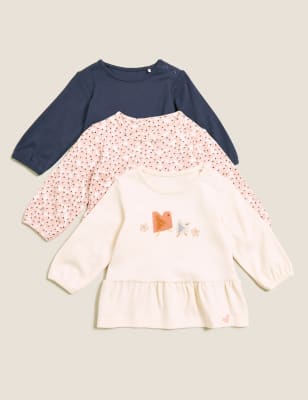 

M&S Collection 3er-Pack gemusterte Baumwolloberteile (0-3 Jahre) - Pink Mix, Pink Mix