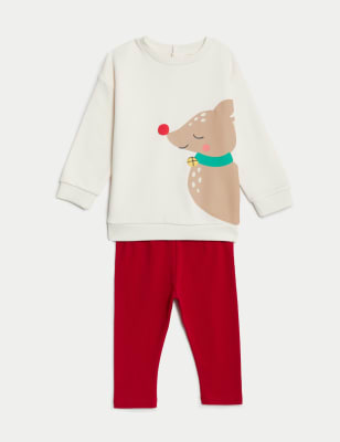 

Girls M&S Collection 2pc Cotton Rich Reindeer Outfit (0-3 Yrs) - Red Mix, Red Mix