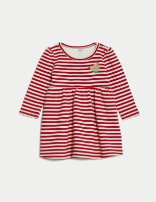 

Girls M&S Collection Cotton Rich Striped Reindeer Dress (0-3 Yrs) - Red Mix, Red Mix