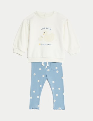 

Girls M&S Collection 2pc Cotton Rich Swan Outfit (0-3 Yrs) - Blue Mix, Blue Mix