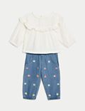 2pc Cotton Rich Embroidered Outfit (0-3 Yrs)