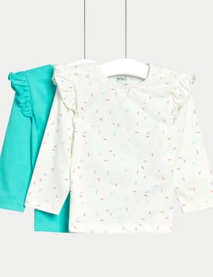 

Girls M&S Collection 2pk Pure Cotton Dash Print & Plain Tops (0-3 Yrs) - Multi, Multi