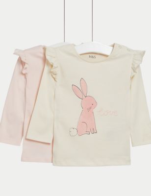 

Girls M&S Collection 2pk Pure Cotton Bunny & Plain Tops (0-3 Yrs) - Calico Mix, Calico Mix