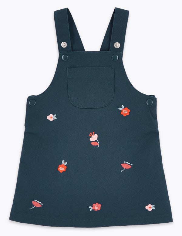 Cotton Embroidered Denim Pinafore (0-3 Yrs)