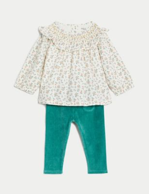 

Girls M&S Collection 2pc Cotton Rich Ditsy Floral Outfit (0-3 Yrs) - Teal Mix, Teal Mix