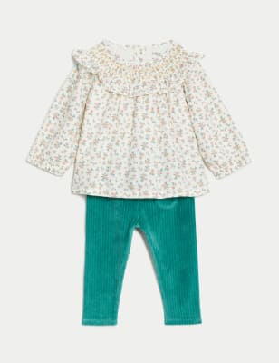 

Girls M&S Collection 2pc Cotton Rich Ditsy Floral Outfit (0-3 Yrs) - Teal Mix, Teal Mix