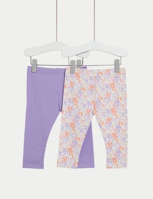 Pack of 3 Floral Print Leggings with Elasticated Waist