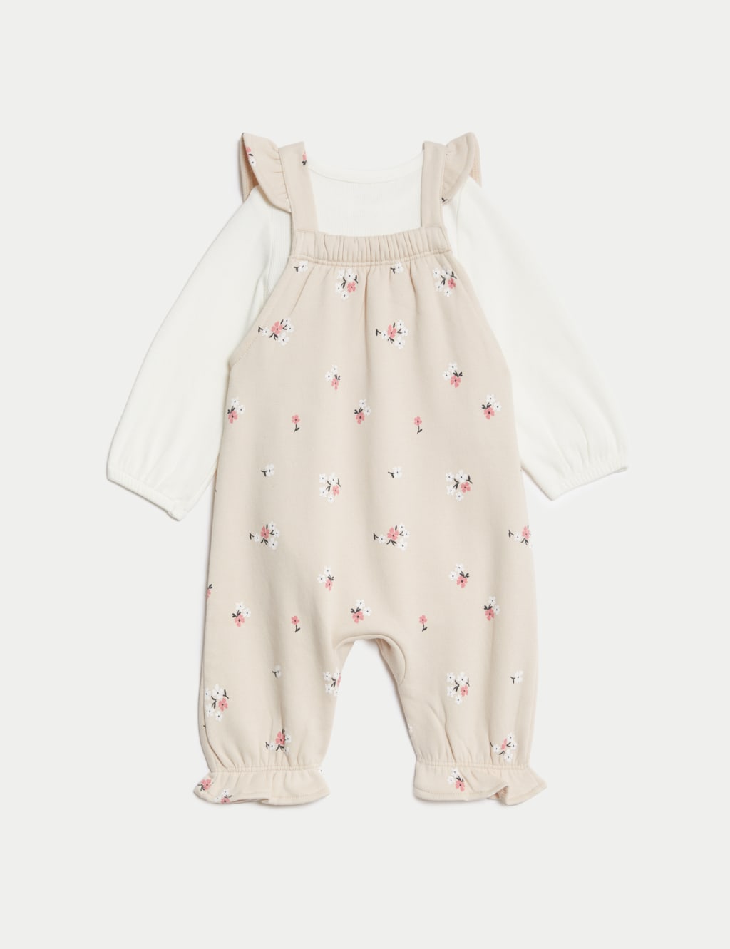 2pc Cotton Rich Floral Dungarees Outfit (0-3 Yrs) image 3