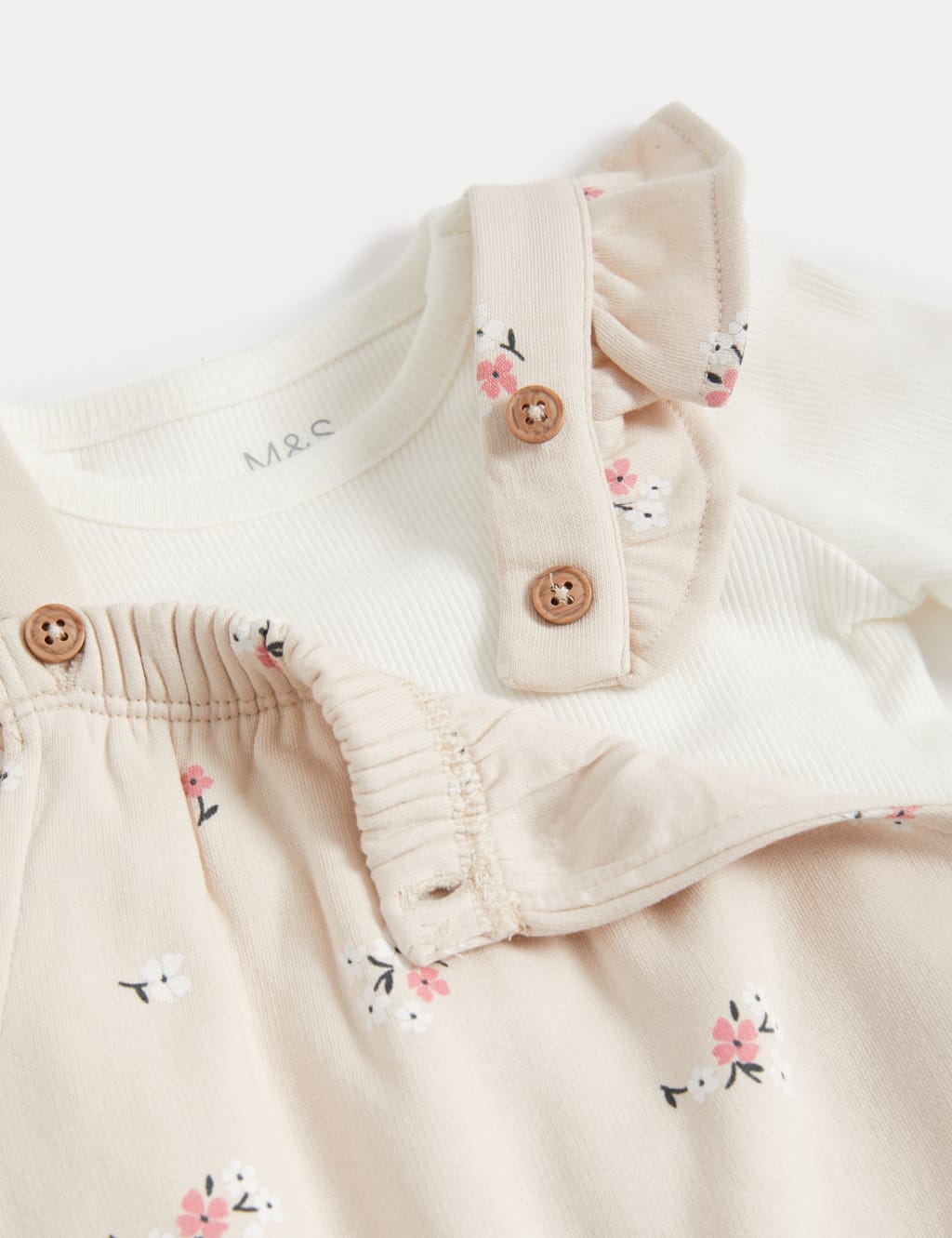 2pc Cotton Rich Floral Dungarees Outfit (0-3 Yrs) image 7