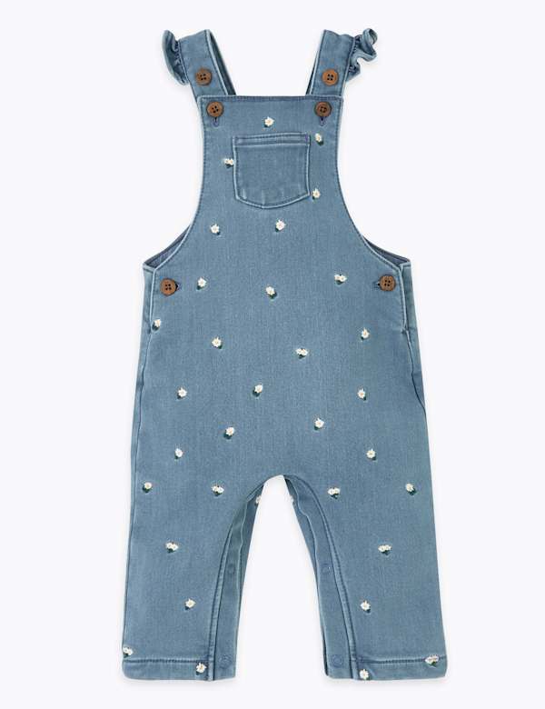 Cotton Embroidered Dungarees (0-3 Yrs)