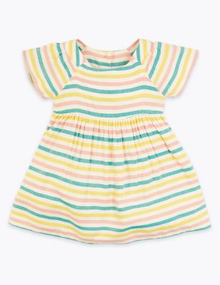 Striped Short Sleeve Dress (0-3 Years) | M&S