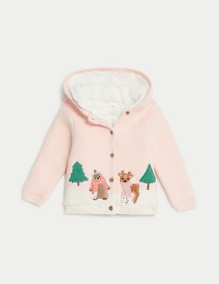 

Girls M&S Collection Cotton Rich Winter Animals Hooded Cardigan (0-3 Yrs) - Pink Mix, Pink Mix