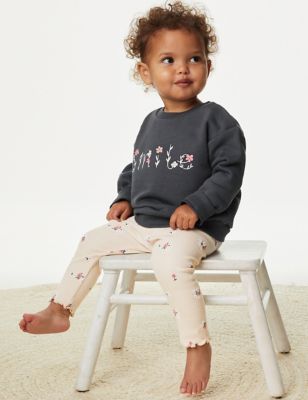 

Girls M&S Collection 2pc Cotton Rich Floral Smile Slogan Outfit (0-3 Yrs) - Charcoal Mix, Charcoal Mix