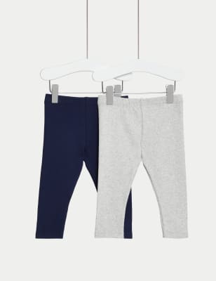 Cotton Rich Plain Leggings (2-7 Yrs), M&S Collection