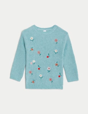 Pull en maille à motif fleuri (jusqu'au 3&nbsp;ans) - CA