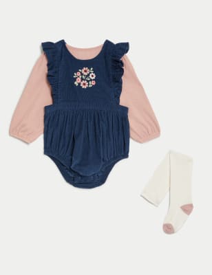 

Girls M&S Collection 3pc Cotton Rich Floral Outfit - Navy Mix, Navy Mix