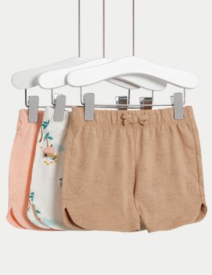 3pk Pure Cotton Palm Tree Broderie Shorts (0-3 Yrs) - IL